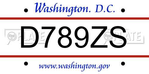 D789ZS District Of Columbia License Plate