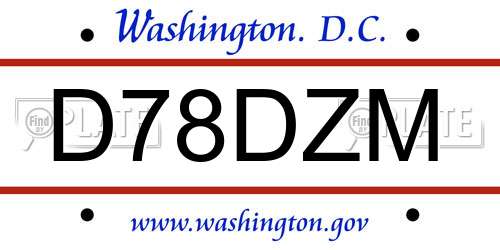 D78DZM District Of Columbia License Plate