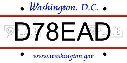 D78EAD District Of Columbia License Plate