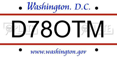 D78OTM District Of Columbia License Plate