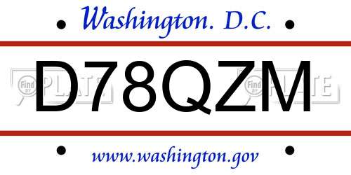 D78QZM District Of Columbia License Plate