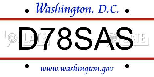 D78SAS District Of Columbia License Plate