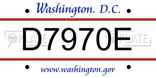 D7970E District Of Columbia License Plate