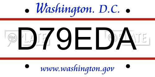 D79EDA District Of Columbia License Plate