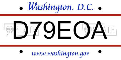 D79EOA District Of Columbia License Plate