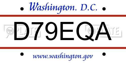 D79EQA District Of Columbia License Plate