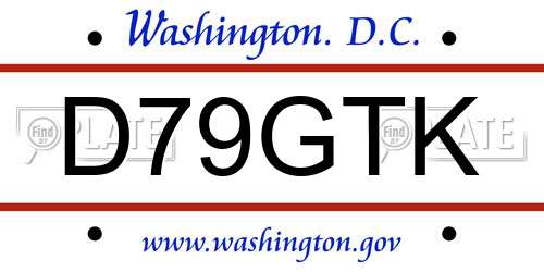 D79GTK District Of Columbia License Plate