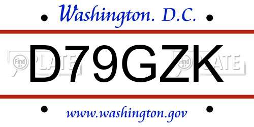 D79GZK District Of Columbia License Plate
