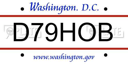 D79HOB District Of Columbia License Plate