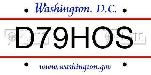 D79HOS District Of Columbia License Plate