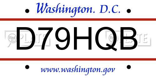 D79HQB District Of Columbia License Plate