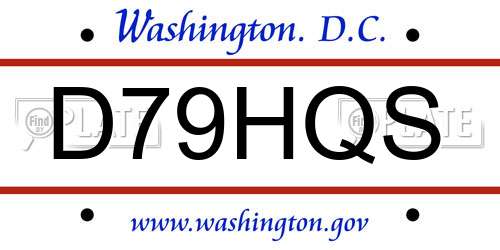 D79HQS District Of Columbia License Plate
