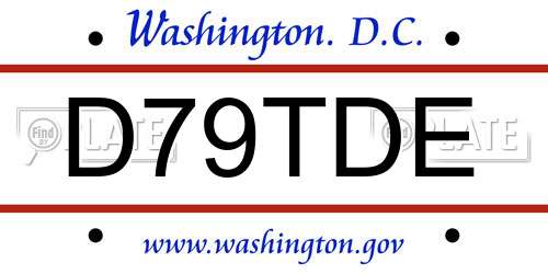 D79TDE District Of Columbia License Plate