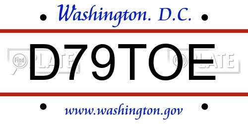 D79TOE District Of Columbia License Plate