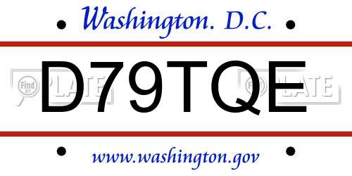 D79TQE District Of Columbia License Plate