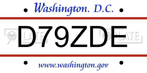D79ZDE District Of Columbia License Plate