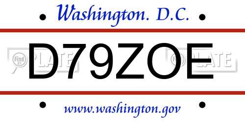 D79ZOE District Of Columbia License Plate