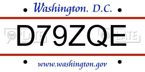 D79ZQE District Of Columbia License Plate