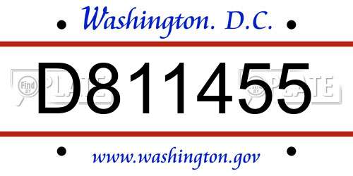 D811455 District Of Columbia License Plate