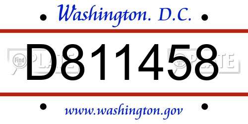 D811458 District Of Columbia License Plate