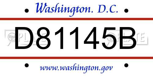 D81145B District Of Columbia License Plate