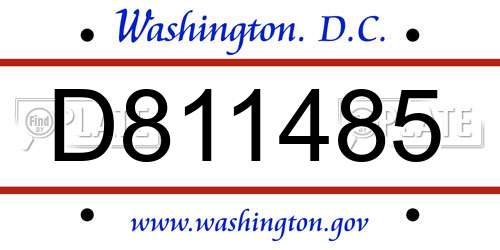 D811485 District Of Columbia License Plate