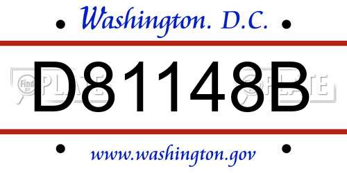 D81148B District Of Columbia License Plate