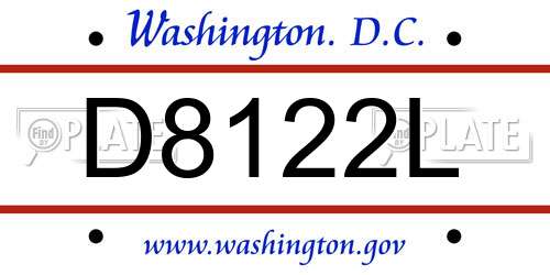 D8122L District Of Columbia License Plate