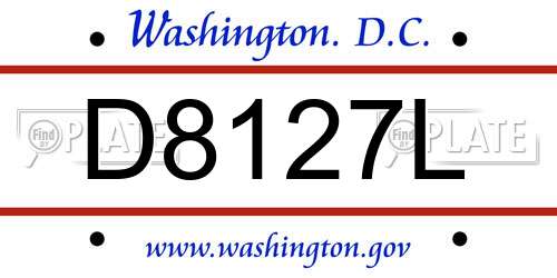 D8127L District Of Columbia License Plate