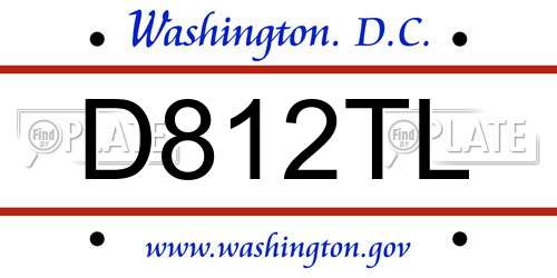 D812TL District Of Columbia License Plate