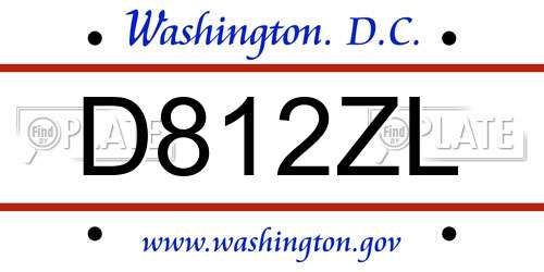 D812ZL District Of Columbia License Plate