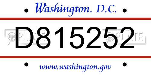 D815252 District Of Columbia License Plate