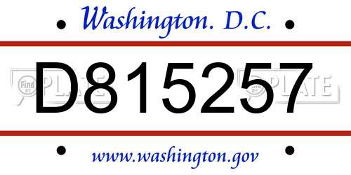 D815257 District Of Columbia License Plate