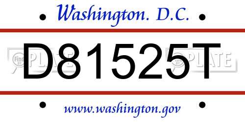 D81525T District Of Columbia License Plate