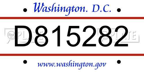 D815282 District Of Columbia License Plate