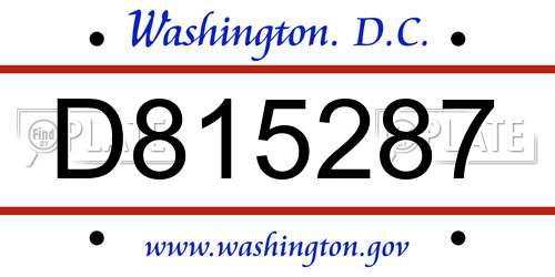 D815287 District Of Columbia License Plate