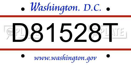 D81528T District Of Columbia License Plate