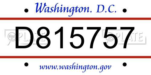 D815757 District Of Columbia License Plate
