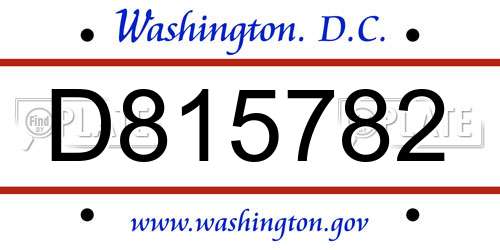 D815782 District Of Columbia License Plate