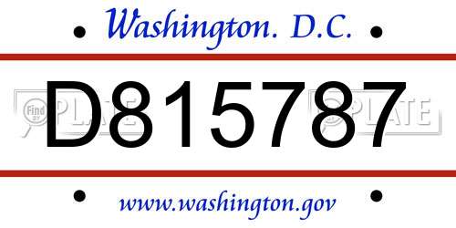 D815787 District Of Columbia License Plate
