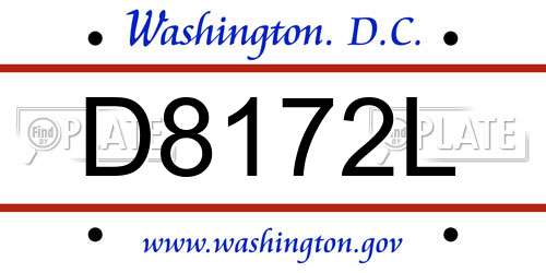 D8172L District Of Columbia License Plate
