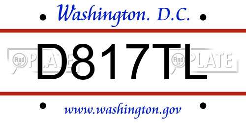 D817TL District Of Columbia License Plate