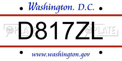 D817ZL District Of Columbia License Plate