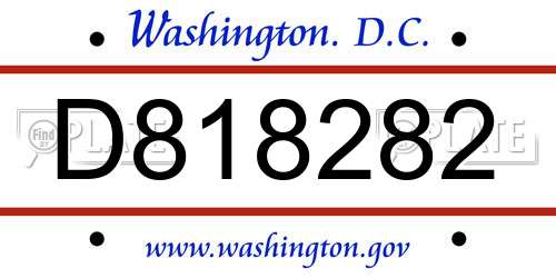 D818282 District Of Columbia License Plate