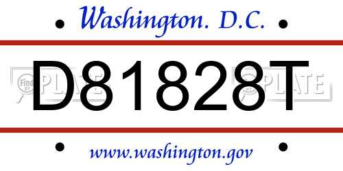 D81828T District Of Columbia License Plate
