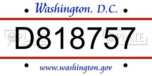 D818757 District Of Columbia License Plate