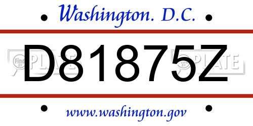 D81875Z District Of Columbia License Plate