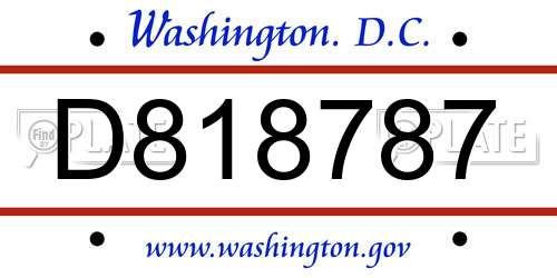 D818787 District Of Columbia License Plate