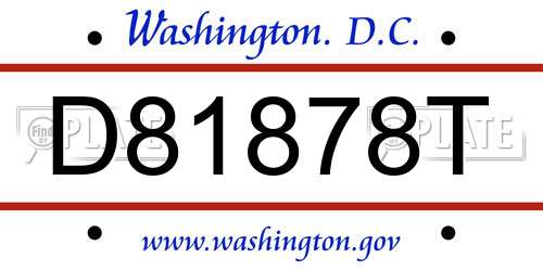 D81878T District Of Columbia License Plate