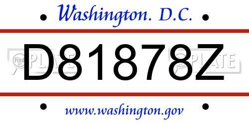 D81878Z District Of Columbia License Plate